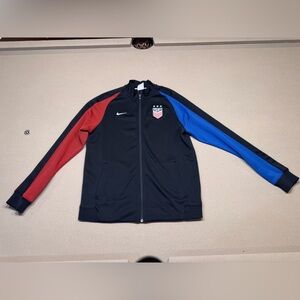Nike Team USA Soccer Dri Fit Black Jacket with Red and Blue Sleeves
